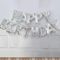 Ensemble de ballons décoratifs pour anniversaire, couleur argent