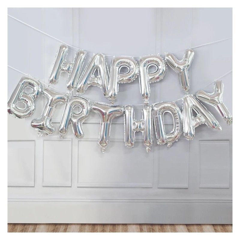 Birthday balloon set, silver