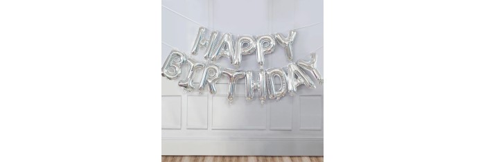 Birthday balloon set, silver