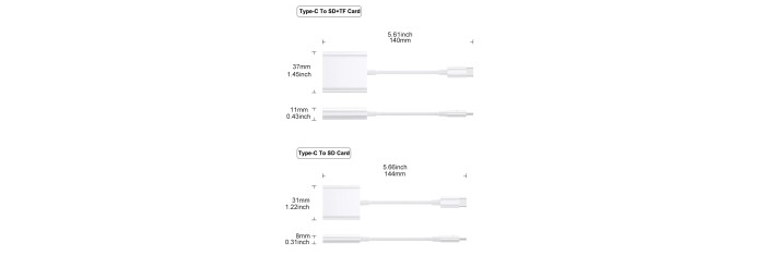 SD TF USB Type C memory card reader adapter