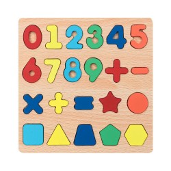 Wooden puzzles with colorful alphabet numbers for children