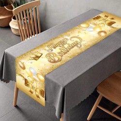 Gold birthday table runner, birthday tablecloth