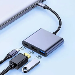 Station d'accueil compatible USB C, HUB 3 en 1, Type C 3.0 vers HDMI