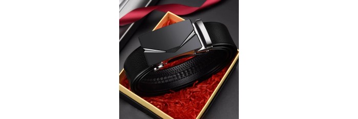 Ceinture 120cm en cuir véritable pour homme noir