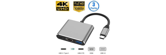 USB C compatible docking station, 3-in-1 HUB, Type C 3.0 to HDMI