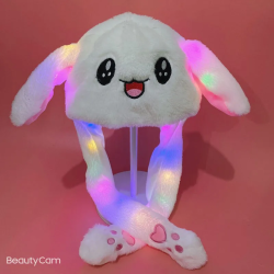 Chapeau de lapin brillant Shoous blanc avec LED