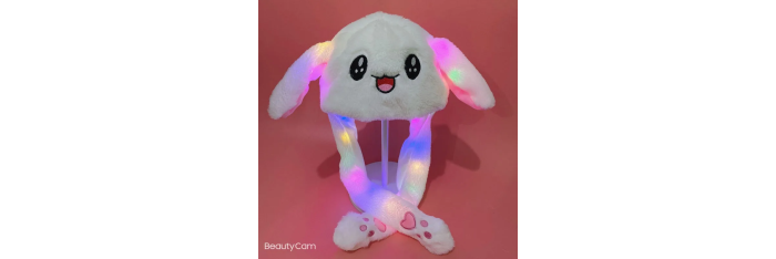 Bright white Shoous rabbit hat with LED