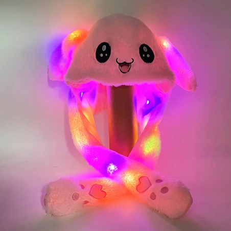 Shoous shiny rabbit hat pink with LED