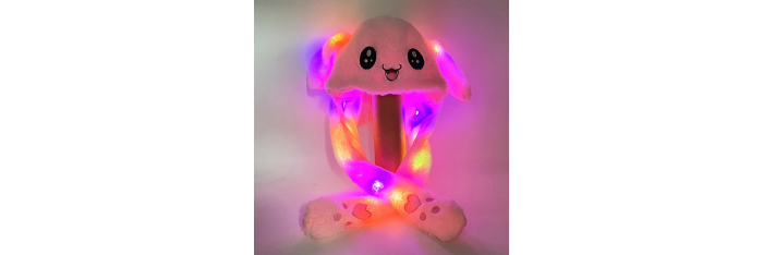 Shoous shiny rabbit hat pink with LED