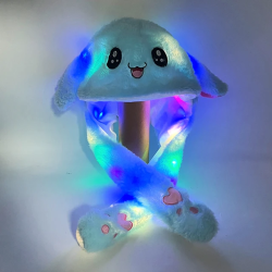 Chapeau de lapin brillant Shoous bleu avec LED