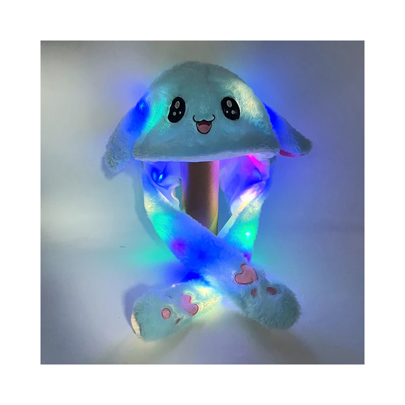 Shoous blue shiny rabbit hat with LED