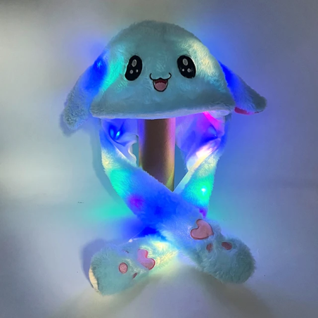 Shoous blue shiny rabbit hat with LED