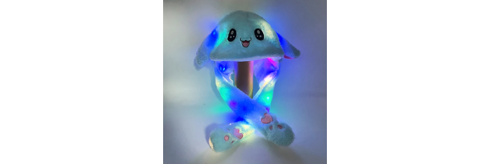 Shoous blue shiny rabbit hat with LED