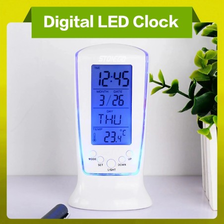 LED digital desk clock, calendar clocks, bedside temperature