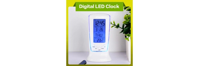 Horloge de bureau numérique à LED, horloges à calendrier, température de chevet