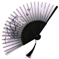 Performance dance fan with flowers