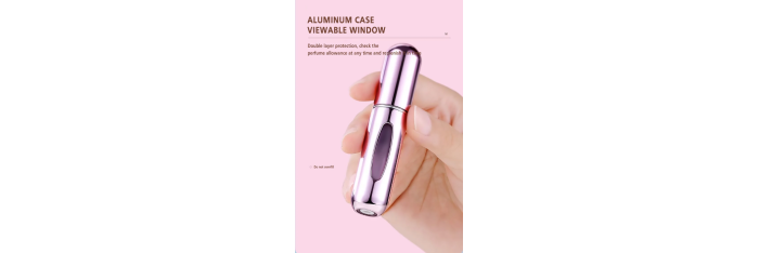 8 ml portable refillable travel spray bottle, metallic pink