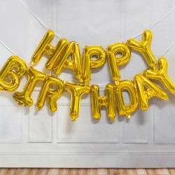 Birthday balloon set, gold